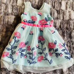 2T Light blue/pink flowers spring dress